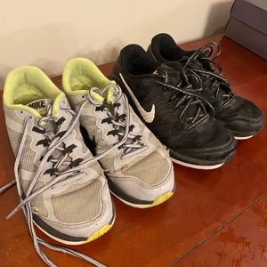 Two pairs boys Nike tennis shoes 4.5